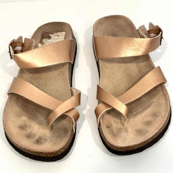Cliffs by White Mountain Sandals Rose Gold Corkbed Toe Loop Buckle Women Size 8M - Picture 7 of 8